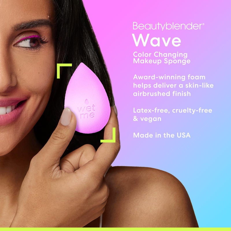 beautyblender بيوتي بلندر® | إسفنجة مكياج ويف بيوتي بلندر، رغوة فائقة النعومة تدمج الأساسات، البودرات والكريمات بسهولة، مصنوعة في الولايات المتحدة، قابلة لإعادة الاستخدام، قابلة للغسل، تطبيق خالي من الخطوط، نباتية، خالية من القسوة - Image 3