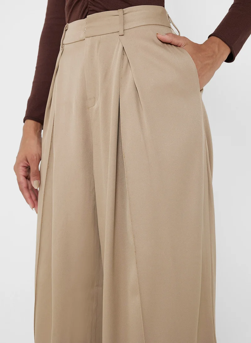 Ginger Wide Leg Trousers with Pleat Detail