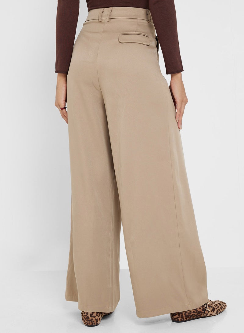 جينجر بنطلون واسع الساق بتفاصيل ثنيات - Image 3