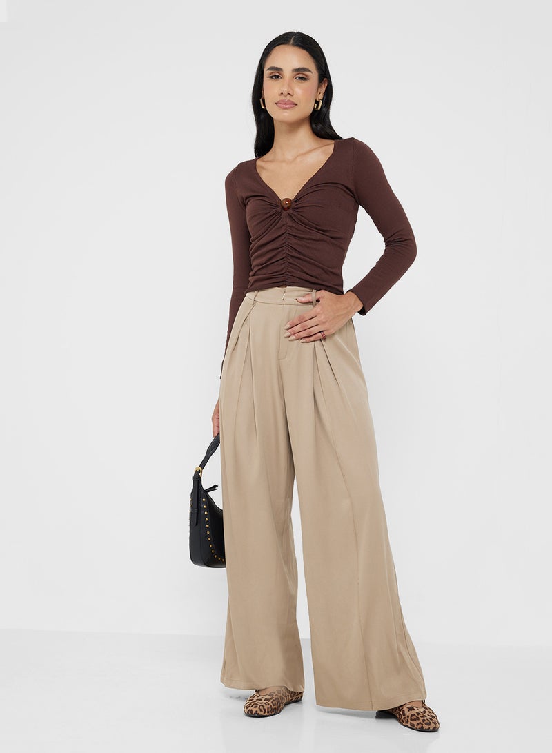 جينجر بنطلون واسع الساق بتفاصيل ثنيات - Image 2