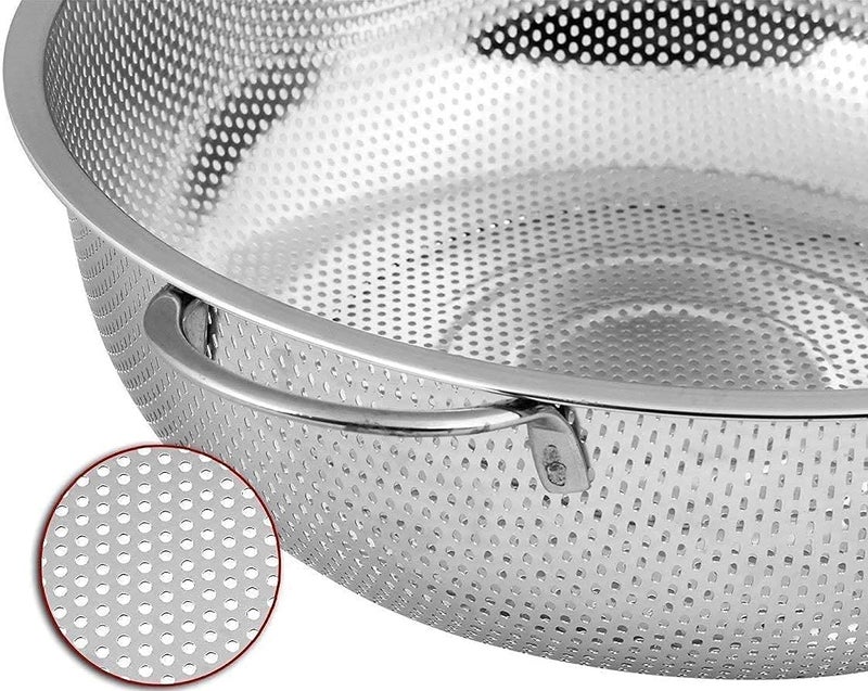 Ketumal 28cm Stainless Steel Mesh Colander Kitchen Fine Mesh Strainer Bowl Straining Screen Basket Drainer Rice Washing Bowl Colander Sieve Sifters for Rice Pasta Noodles Vegetables Fruits - Image 3