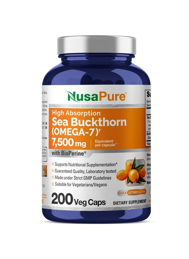 NusaPure Sea Buckthorn Omega-7 7500mg per Veggie Powder Caps - 200 Count - Extract 30:1, Non-GMO & Vegan - pzsku/Z46F1EDDA7AB7D1BD866DZ/45/_/1739882693/003b606d-c273-4868-9f6e-463aabb07ec2