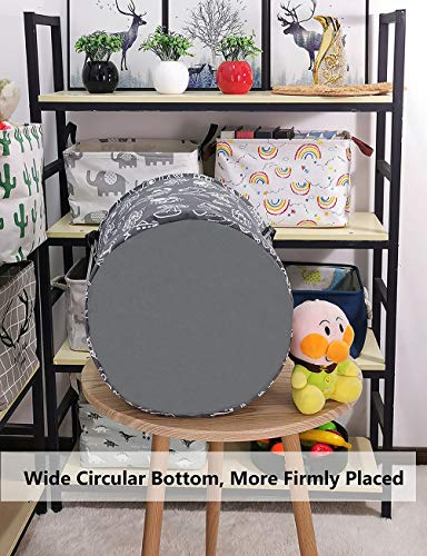 QUEENLALA Large Storage Basket,Laundry Hamper/Bathroom/Home Decor/Collapsible Round Storage Bin,Boys and Girls Hamper/Boxes/Clothing(Round-Grey space exploration) - Image 4