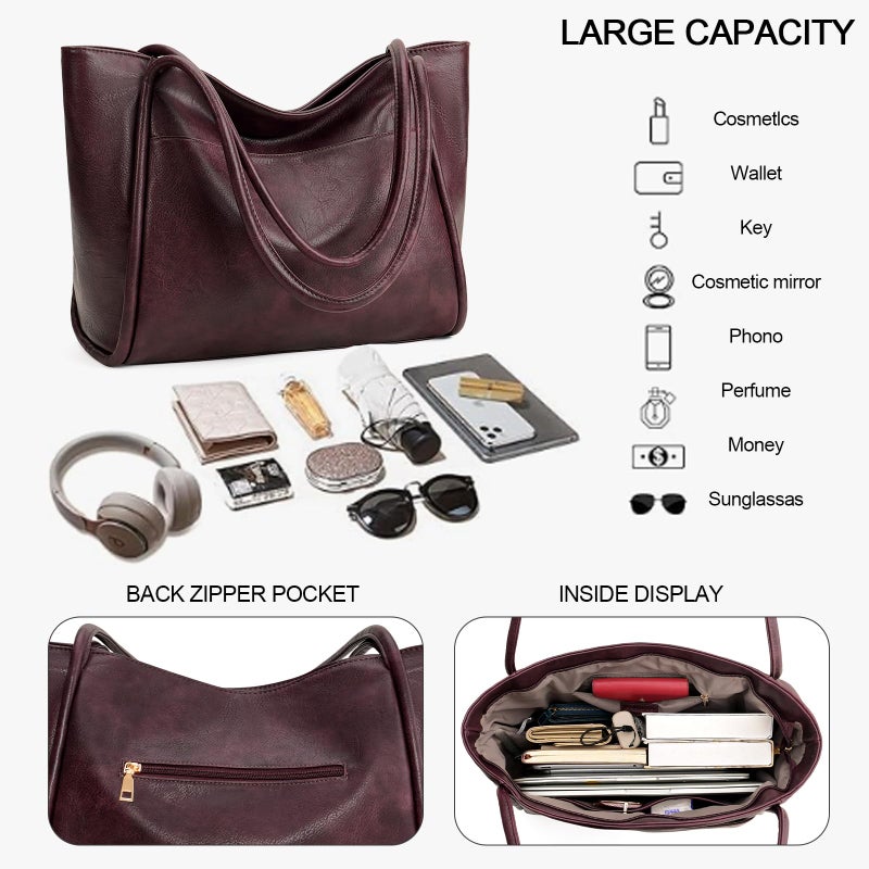GAEKEAO Tote Bag for Women Work with Zipper Vegan Leather Ladies Travel Shoulder Bags Purses and Handbags Casual Weekender - Image 4