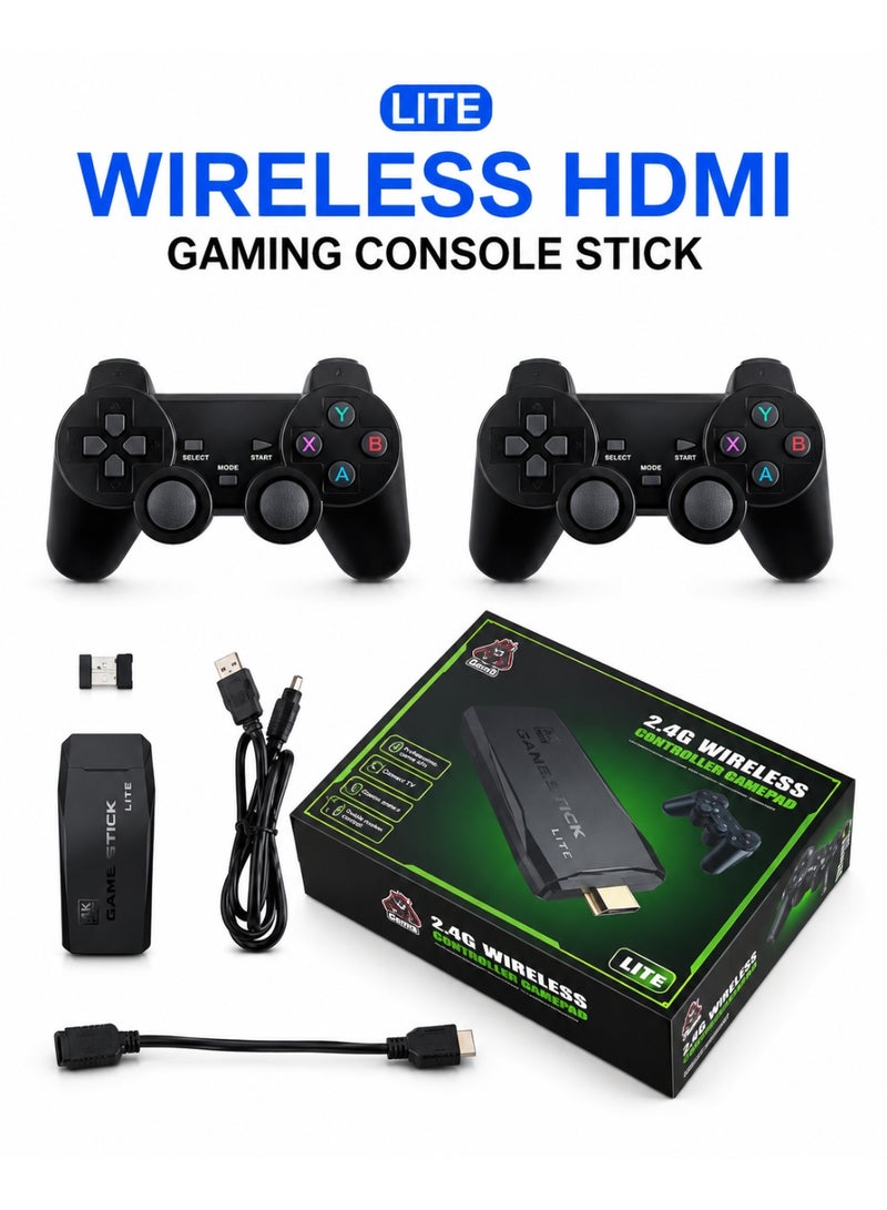 جهاز ألعاب لاسلكي HDMI بدقة 4K مع وحدتي تحكم 2.4 جيجا هرتز | نظام ألعاب تلفزيوني سهل الاستخدام - Image 1