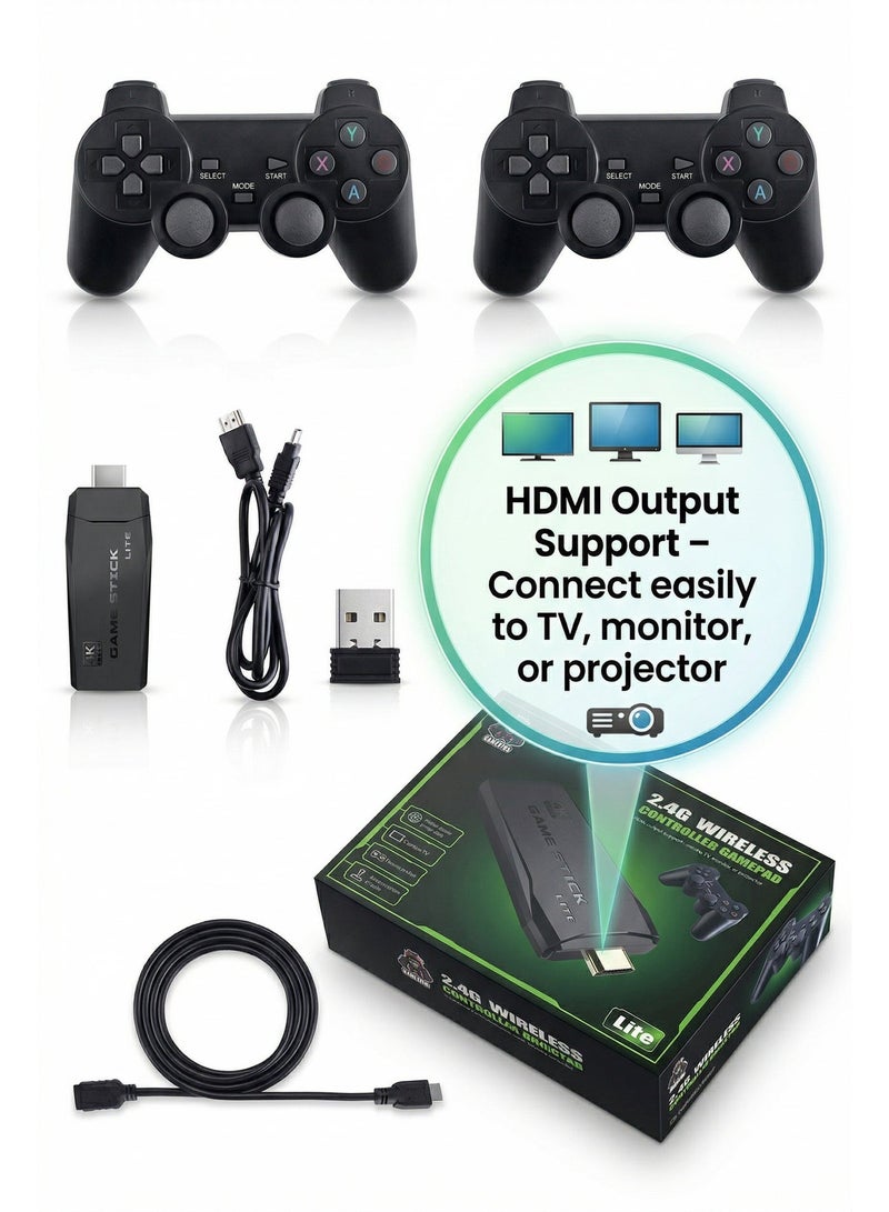 جهاز ألعاب لاسلكي HDMI بدقة 4K مع وحدتي تحكم 2.4 جيجا هرتز | نظام ألعاب تلفزيوني سهل الاستخدام - Image 3