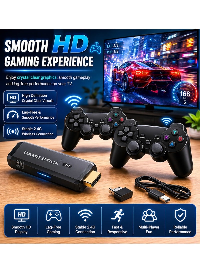 جهاز ألعاب لاسلكي HDMI بدقة 4K مع وحدتي تحكم 2.4 جيجا هرتز | نظام ألعاب تلفزيوني سهل الاستخدام - Image 2