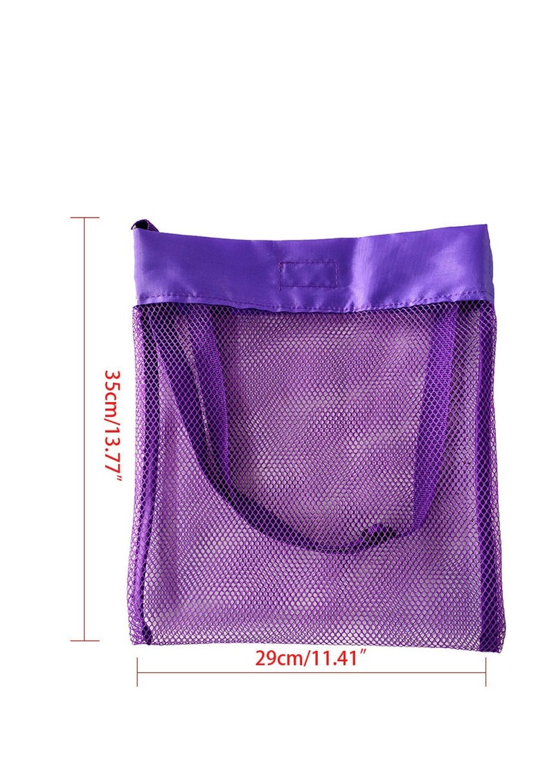 Loquat 1pc Medium Kids Sand Digging Shell Bag Beach Toy Storage Mesh Tote Backpack ,Purple