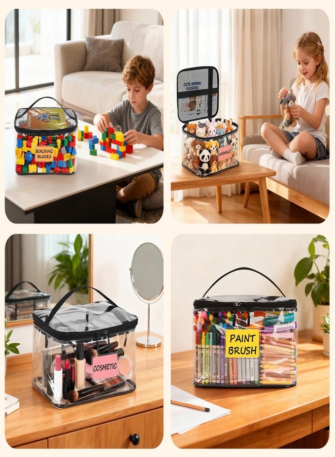 CHEGIF 5 Pack Extra Large Toy Storage Bags Resuable Clear Toy Organizers and Storage with Name Tag&manual Pocket Waterproof Transparent Toy Bags with Zipper for Lego Bricks, Building Blocks, Puzzles - Image 5
