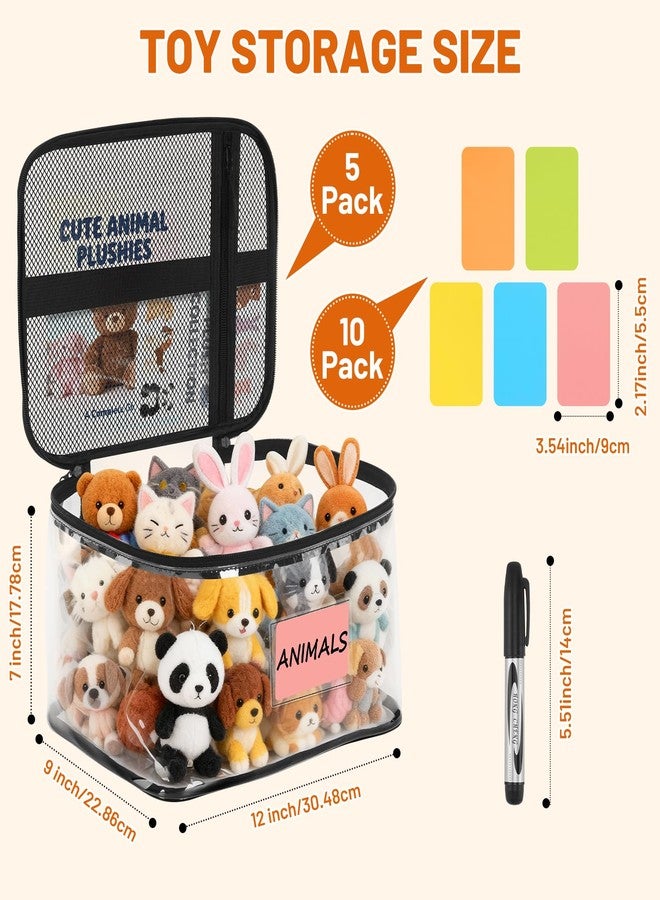 CHEGIF 5 Pack Extra Large Toy Storage Bags Resuable Clear Toy Organizers and Storage with Name Tag&manual Pocket Waterproof Transparent Toy Bags with Zipper for Lego Bricks, Building Blocks, Puzzles - Image 2