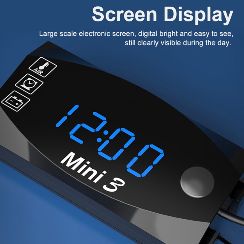 Digital Time Clock: Red 3 In 1 Meter With Large-Screen Display - Memory Function Motorcycle Voltmeter for 6-30V Motorcycle, Car, Marine Boat - Image 2