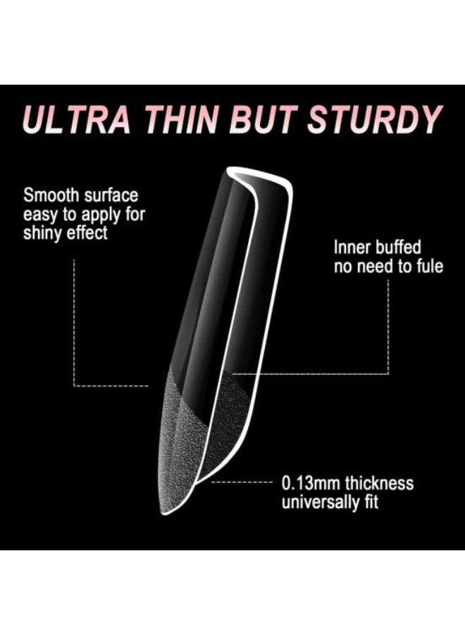 600 Pcs Pre-Shaped Soft Gel Nail Tips: Clear Matte Extension Set for Acrylics & DIY Manicures - Image 4