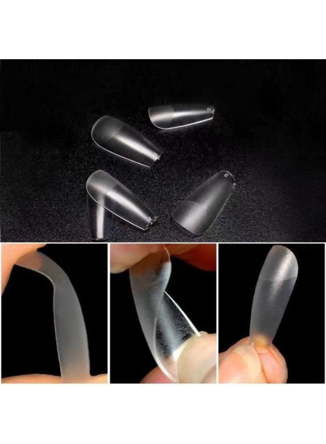 600 Pcs Pre-Shaped Soft Gel Nail Tips: Clear Matte Extension Set for Acrylics & DIY Manicures - Image 3