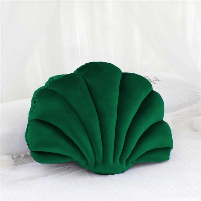 SEASHELL DECORATIVE CUSHION PACK OF 1 SIZE 16X16 INCH EMERALD GREEN VELVET SEASHELL CUSHION FOR HOME DECOR BEDROOM LIVING ROOM NURSERY LUXURY CUSHION