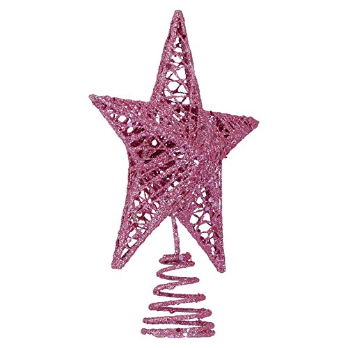 BinaryABC Christmas Tree Topper Star,Glittering Christmas Tree Decoration Ornaments,20cm (Pink) - Image 5