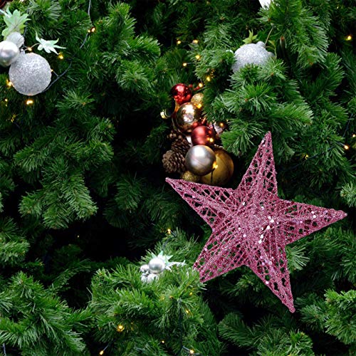 BinaryABC Christmas Tree Topper Star,Glittering Christmas Tree Decoration Ornaments,20cm (Pink) - Image 2