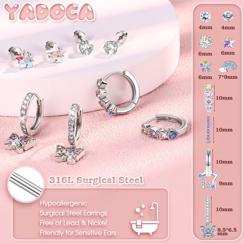 Yadoca Hypoallergenic Earrings For Girls Women Surgical Stainless Steel Flat Back Earring Set For Sensitive Ears Kids Earrings Toddler Cute Girls - Image 2