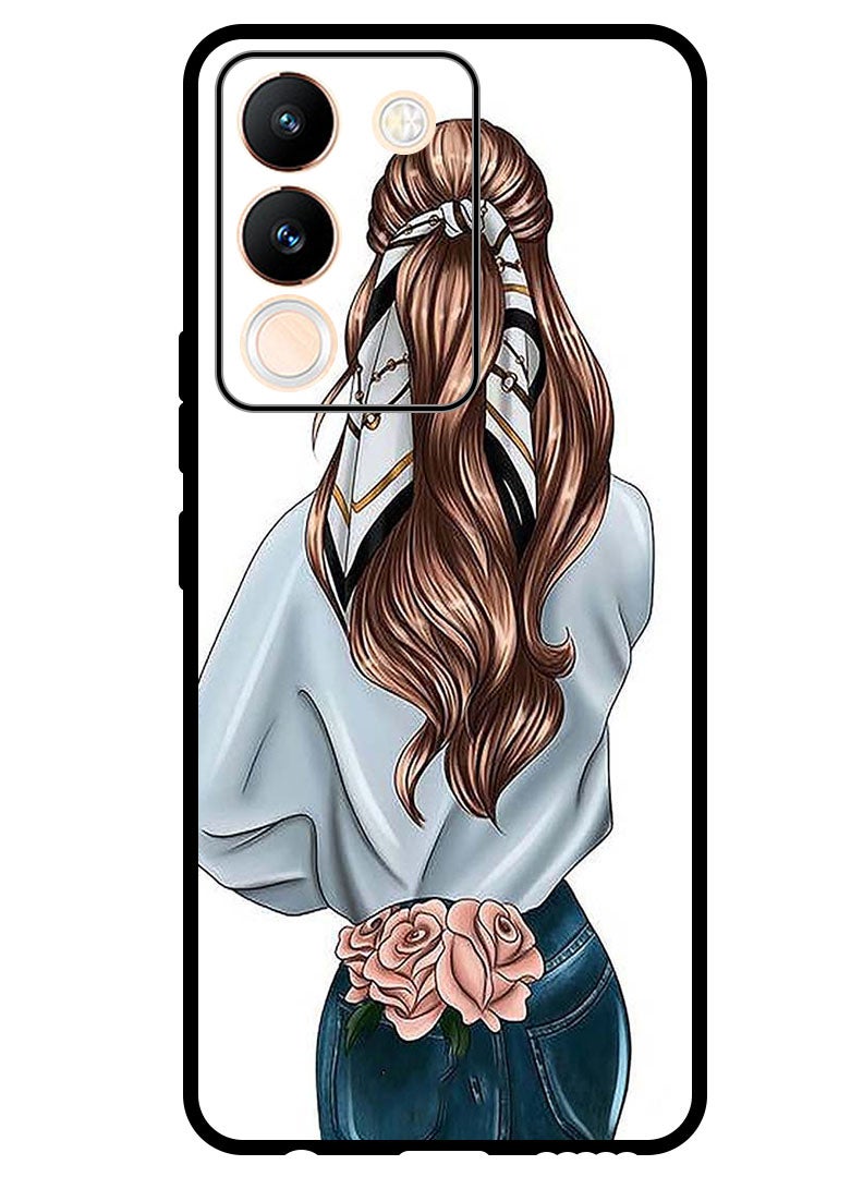 Theodor Protective Case Anti Scratch Shock Proof Bumper Cover For Vivo V29e Pink Rose Girl - Image 1