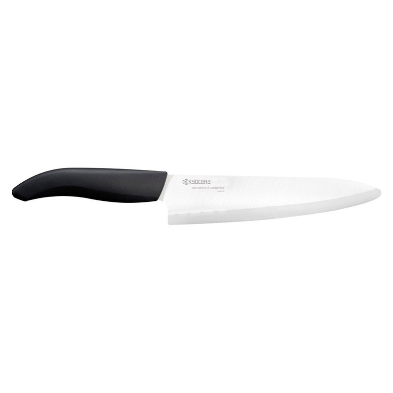 Kyocera Advanced Ceramic Revolution Series 7-inch Professional Chef's Knife, Black Handle, White Blade - Image 1