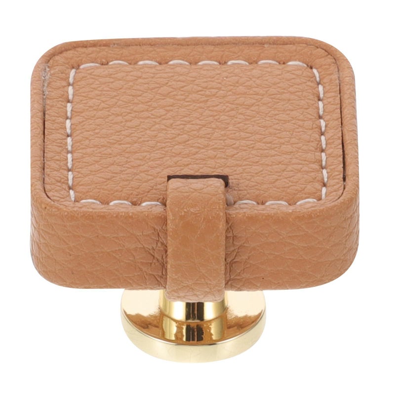 Solid Zinc Alloy Cabinet Pull with Khaki Leather Cover Single Hole Drawer Handle for Kitchen Closet Furniture - Image 2