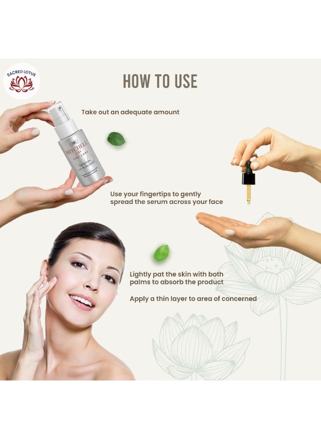 MITCHELL USA Lift & Firm Instant Face Tightening and Anti Aging Serum | Targets wrinkles | Helps lift and tighten skin | With Lotus Seed Extract, Hazel Liquid Extract & Vitamin E | For all skin types | 30ml - Image 3