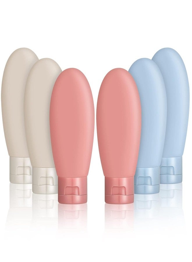 VERAT زجاجات سفر فيرات لمستحضرات التجميل، عبوات بلاستيكية قابلة لإعادة التعبئة مع غطاء، مجموعة زجاجات ضغط صغيرة مانعة للتسرب لمستحضرات التجميل (متعددة الألوان، 6 قطع) - Image 1