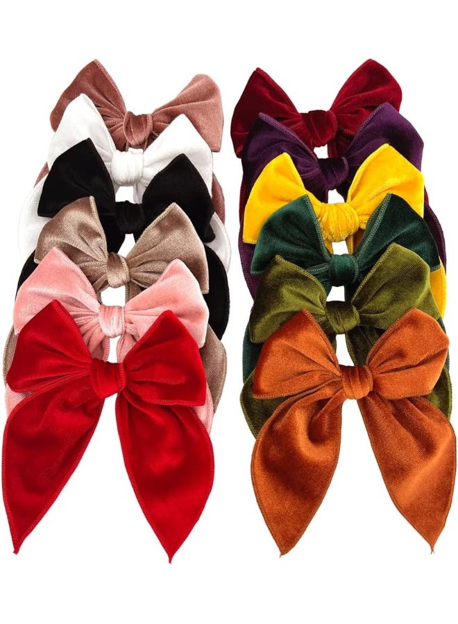 Sugarmelon Velvet Fable Bow Hair Clips Baby Girls Women Large Velvet Cheer Hair Bows Barrettes Accessories for Toddler Kids Teen Girls - Image 1