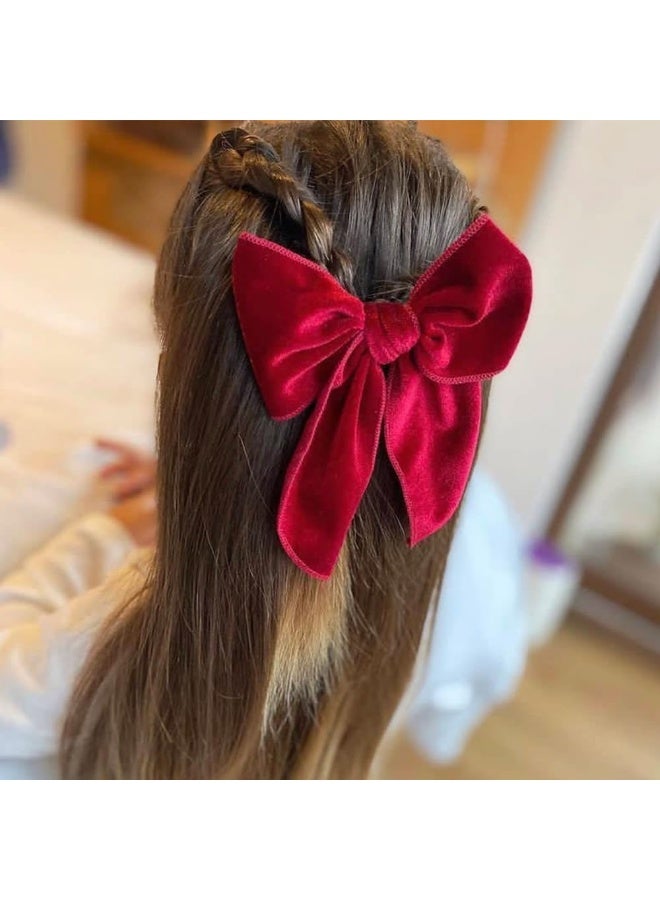 Sugarmelon Velvet Fable Bow Hair Clips Baby Girls Women Large Velvet Cheer Hair Bows Barrettes Accessories for Toddler Kids Teen Girls - Image 4
