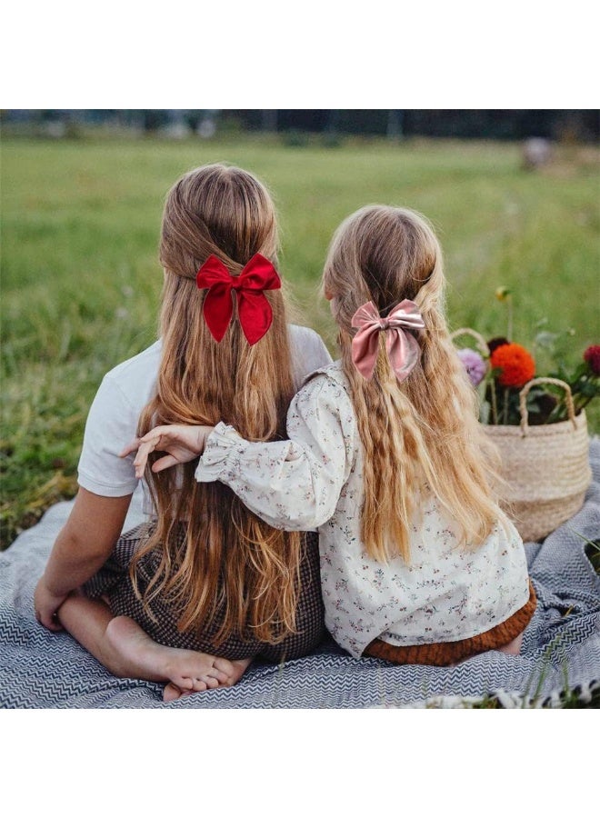 Sugarmelon Velvet Fable Bow Hair Clips Baby Girls Women Large Velvet Cheer Hair Bows Barrettes Accessories for Toddler Kids Teen Girls - Image 2