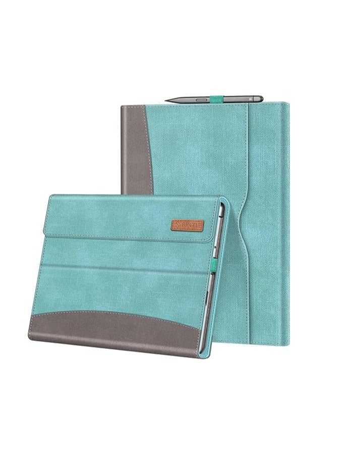FINTIE Case for Microsoft Surface Pro 8 13 Inch 2021 - Multi-Angle Protection Case with Document Pocket, Case Compatible with Keyboard Type Cover, Turquoise - Image 1