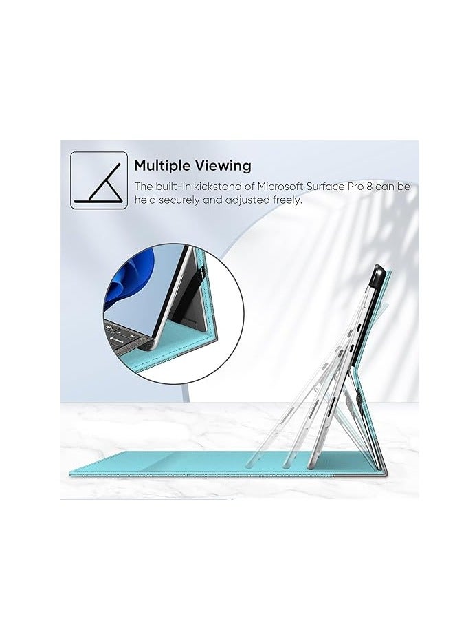 FINTIE Case for Microsoft Surface Pro 8 13 Inch 2021 - Multi-Angle Protection Case with Document Pocket, Case Compatible with Keyboard Type Cover, Turquoise - Image 3