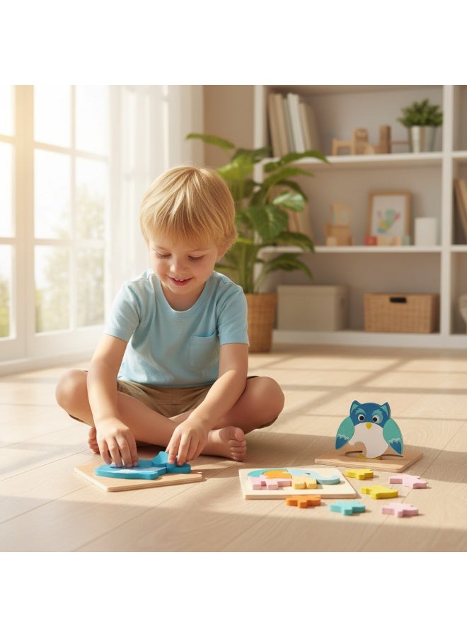 Y&D 3 Piece Set Children's Wooden 3D Puzzle Toy - Image 2