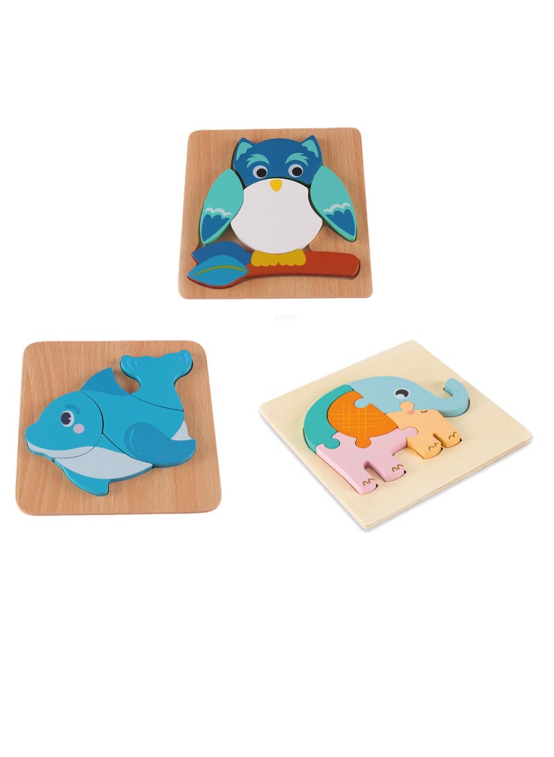 Y&D 3 Piece Set Children's Wooden 3D Puzzle Toy - Image 1