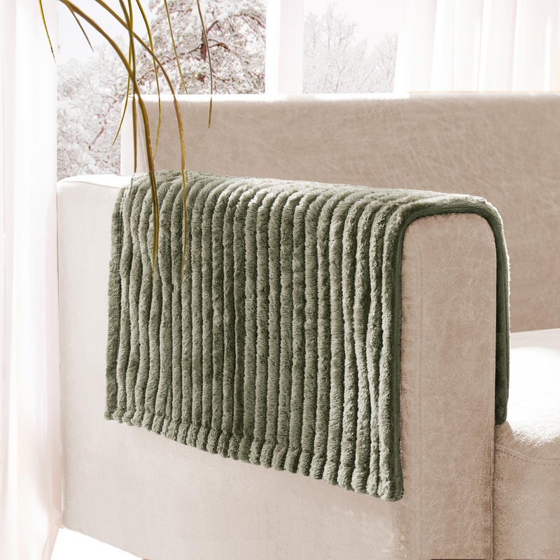 Meider 100% Waterproof Couch Arm Covers 2pcs, Fuzzy Chair Arm Covers Thick Soft Recliner Chair Armrest Protectors, Non-Slip Couch Armrest Cover Pet mats for Sofa (Sage Green, 22" x 22" 2 Pack) - Image 1