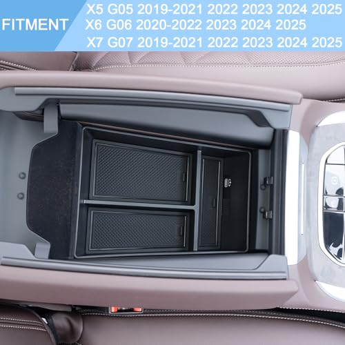 JKCOVER Center Console Organizer Tray Compatible with BMW X5 G05 X7 G07 20192025 and X6 G06 2020 2021 2022 2023 2024 2025 Accessories Armrest Secondary Storage Box ABS Plastic - Image 3