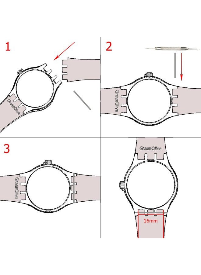 GreenOlive OliBoPo Ultra-Thin Replacement Waterproof Silicone Rubber Watch Strap Watch Band for Swatch Skin Series - Image 5
