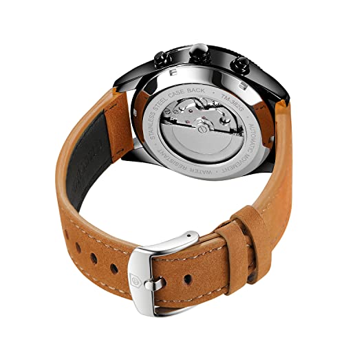 FORSINING Men's Automatic Tourbillon Waterproof Calendar with Brown Leather Band Wrist Watch - Image 4