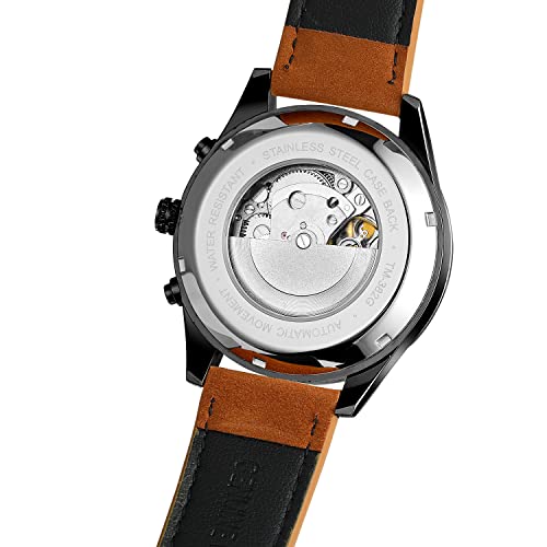 FORSINING Men's Automatic Tourbillon Waterproof Calendar with Brown Leather Band Wrist Watch - Image 5