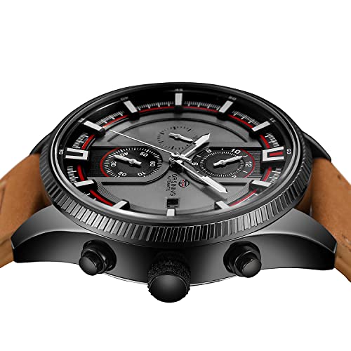 FORSINING Men's Automatic Tourbillon Waterproof Calendar with Brown Leather Band Wrist Watch - Image 3