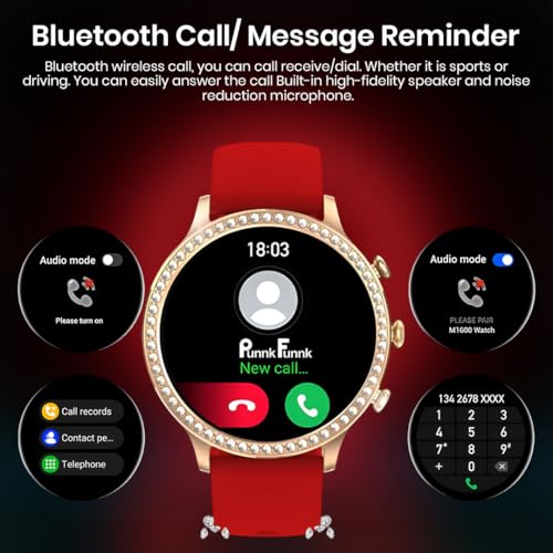 PunnkFunnk Genquella Smartwatch for Women with Bluetooth Calling, 1.69" HD Touchscreen, Heart Rate SpO2 Sleep Tracker, 100+ Sports Modes, IP67 Fitness Watch for Android iPhone(Red) - Image 3