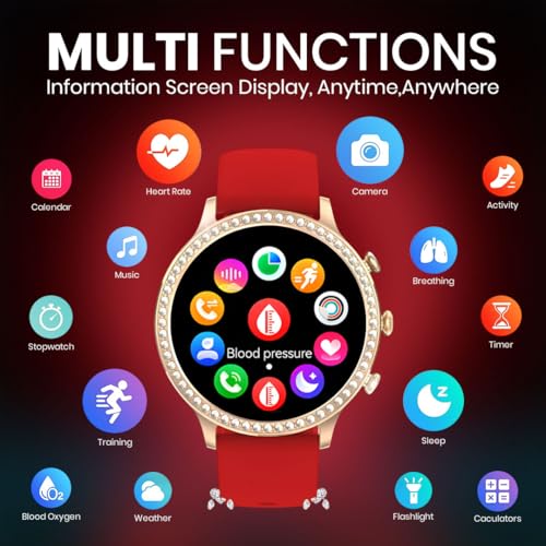 PunnkFunnk Genquella Smartwatch for Women with Bluetooth Calling, 1.69" HD Touchscreen, Heart Rate SpO2 Sleep Tracker, 100+ Sports Modes, IP67 Fitness Watch for Android iPhone(Red) - Image 5