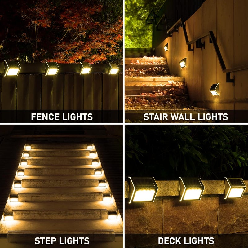 SOLPEX Solar Step Lights - 12 Pack Solar Powered Deck & Stairway Lights, Outdoor Fence Pathway Porch Garden (Warm White) - Image 2