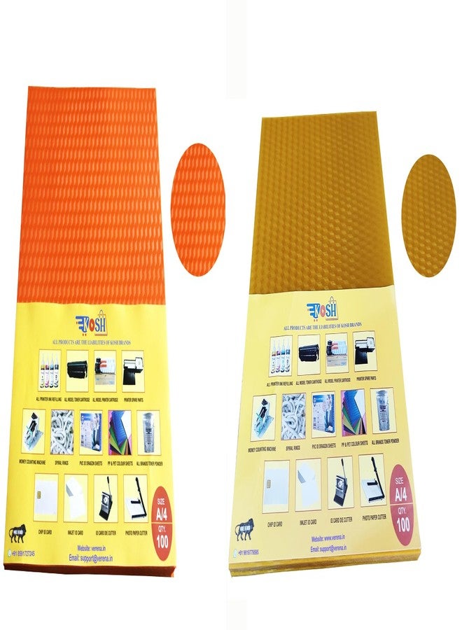 Kosh PVC Spiral Book Binding Sheet A/4 (Set of 200, Orange + Transparent Orange) - Image 1