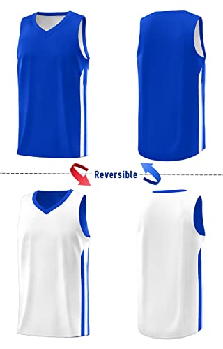 KXK Men's Blank Reversible Basketball Jersey Team Uniform Athletic Hip Hop Basketball Shirts S-4XL Blue/White - Image 2