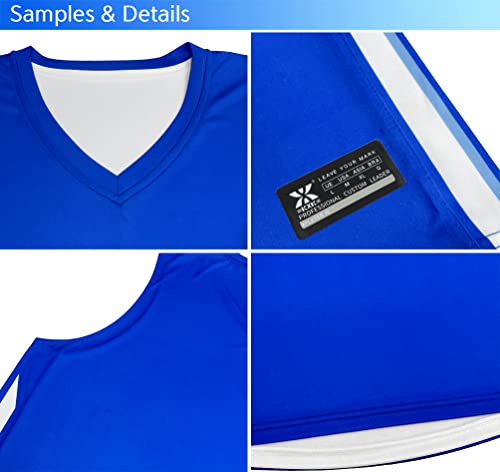 KXK Men's Blank Reversible Basketball Jersey Team Uniform Athletic Hip Hop Basketball Shirts S-4XL Blue/White - Image 4