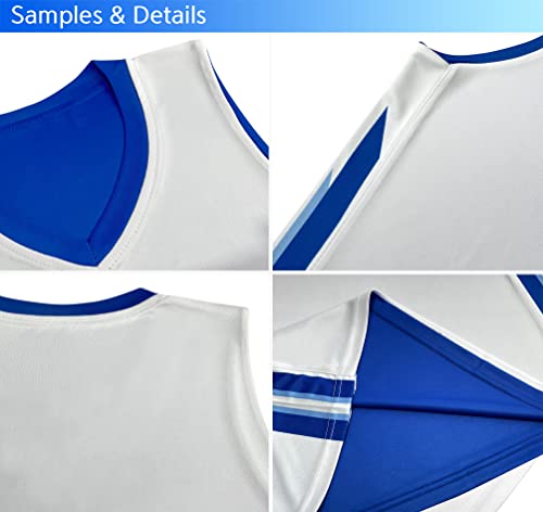 KXK Men's Blank Reversible Basketball Jersey Team Uniform Athletic Hip Hop Basketball Shirts S-4XL Blue/White - Image 5