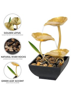 PRISO PRISO Metal Tabletop Water Fountain Home Decor Ornaments with Waterfall Desktop Leaf Fountains Deep Basin Natural River Rocks Relaxation for Office Living Room Bedroom Decor for Gift  - Image 4