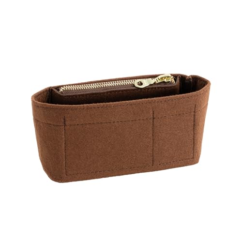 ATSEKTZ Mini Purse Organizer Insert for Longchamp Le Pliage Small Tote – Felt Inner Bag Liner with Zipper Pocket, Lightweight Storage for Mini Handbags, Brown - Image 3