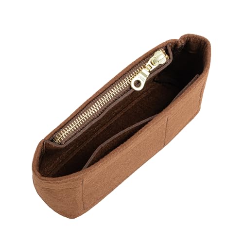ATSEKTZ Mini Purse Organizer Insert for Longchamp Le Pliage Small Tote – Felt Inner Bag Liner with Zipper Pocket, Lightweight Storage for Mini Handbags, Brown - Image 4