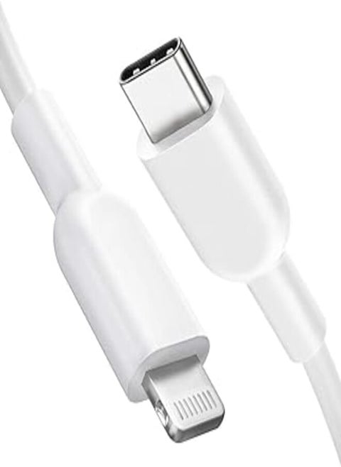 E11 Smile USB C to Lightning Cable, 18 W 6ft MFi Certified Fast Charging Syncing Cord, for iPhone 12/12 Mini/12 Pro/12 Pro Max/11 Pro/11 Pro Max/X/XS/XR/XS Max/8/8 Plus/iPad/AirPods, White